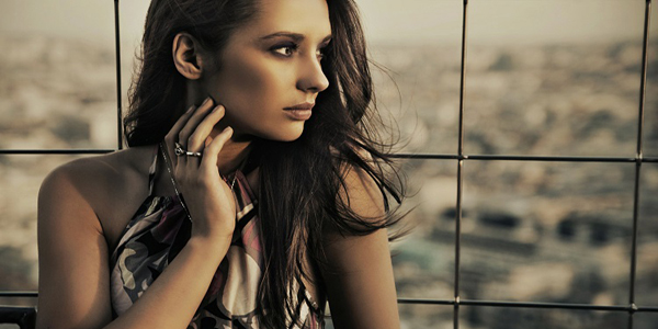 beauty posing over urban background